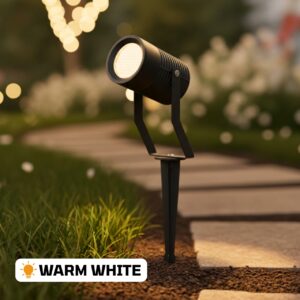 Waterproof LED garden spike light with 3000K warm white light 7W