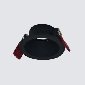 Black recessed GU10 downlight frame with tiltable spotlight
