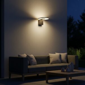Modern black square LED wall light sconce with warm glow, ideal for luxury villa outdoor and indoor use 3000K