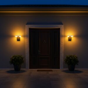 Modern black square LED wall light sconce with warm glow, ideal for luxury villa outdoor and indoor use 3000K