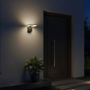 Modern black square LED wall light sconce with warm glow, ideal for luxury villa outdoor and indoor use 3000K