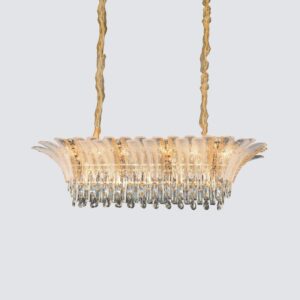 Modern Oval Crystal Chandelier, K9 Crystal, Golden Chandeliers Contemporary Round Crystal Pendant Ceiling Light Fixture for Dining Living Room Kitchen Island