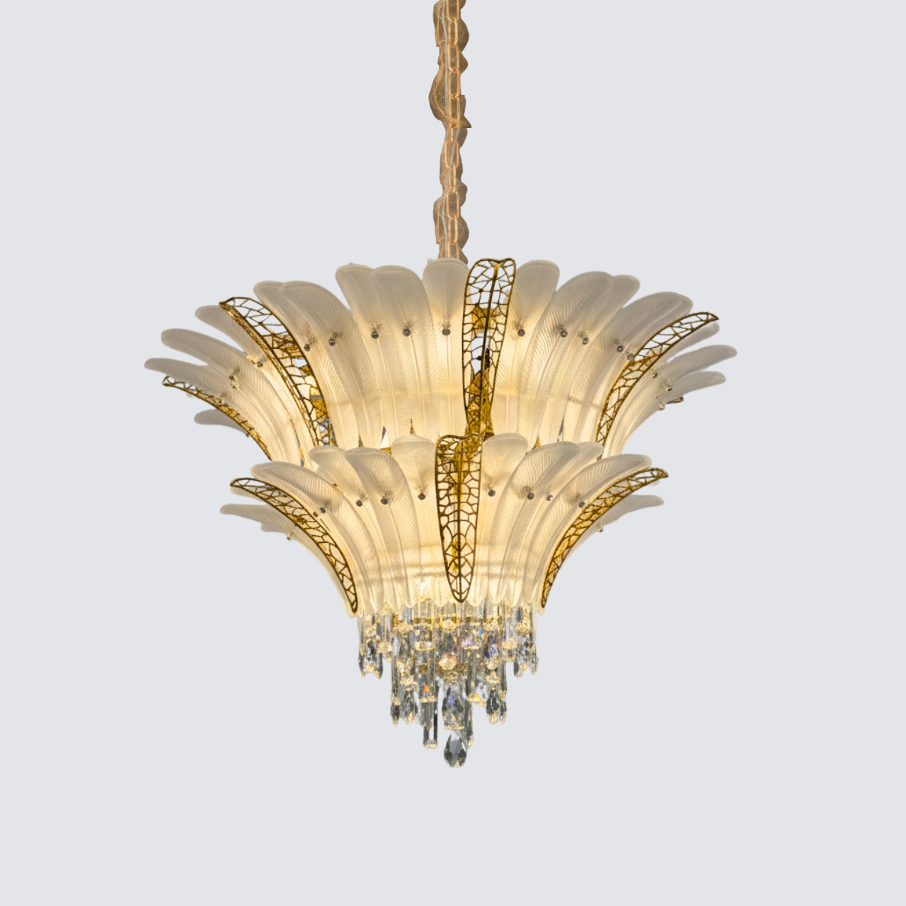 Modern Crystal Chandelier, Golden for Dining Room, Oval Ceiling Fixture Suitable for Kitchen Island, Bar, Bedroom, Living Room