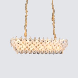 Modern Oval Crystal Chandelier, K9 Crystal, Golden Chandeliers Contemporary Round Crystal Pendant Ceiling Light Fixture for Dining Living Room Kitchen Island