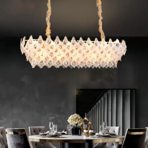 Modern Oval Crystal Chandelier, K9 Crystal, Golden Chandeliers Contemporary Round Crystal Pendant Ceiling Light Fixture for Dining Living Room Kitchen Island