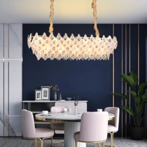 Modern Oval Crystal Chandelier, K9 Crystal, Golden Chandeliers Contemporary Round Crystal Pendant Ceiling Light Fixture for Dining Living Room Kitchen Island