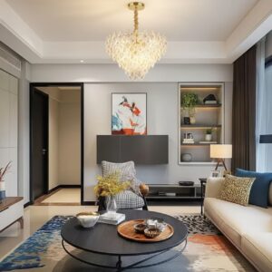 Modern Crystal Chandelier, Golden for Dining Room, Oval Ceiling Fixture Suitable for Kitchen Island, Bar, Bedroom, Living Room