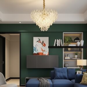 Modern Crystal Chandelier, Golden for Dining Room, Oval Ceiling Fixture Suitable for Kitchen Island, Bar, Bedroom, Living Room