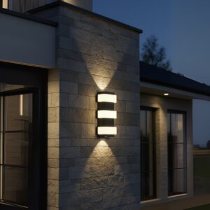 modern black 9W 3000K LED wall lights casting warm up and down light