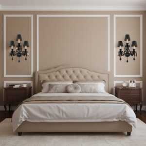 Elegant black crystal E14 3x bulb wall lamp with three lights and dark shades