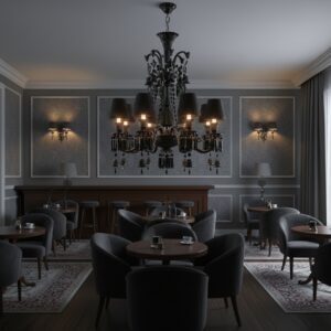 Elegant black crystal chandelier E14 8x bulb wall lamp with three lights and dark shades