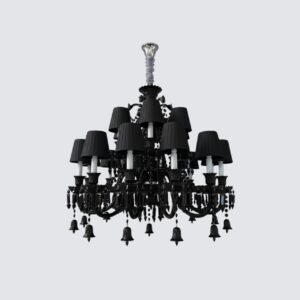 Elegant black crystal chandelier E14 bulb wall lamp with three lights and dark shades