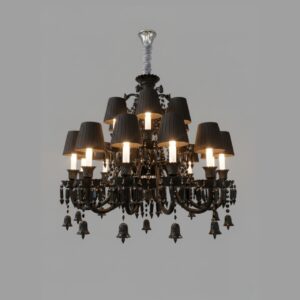 Elegant black crystal chandelier E14 bulb wall lamp with three lights and dark shades