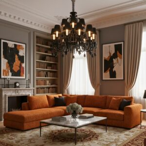 Elegant black crystal chandelier E14 bulb wall lamp with three lights and dark shades