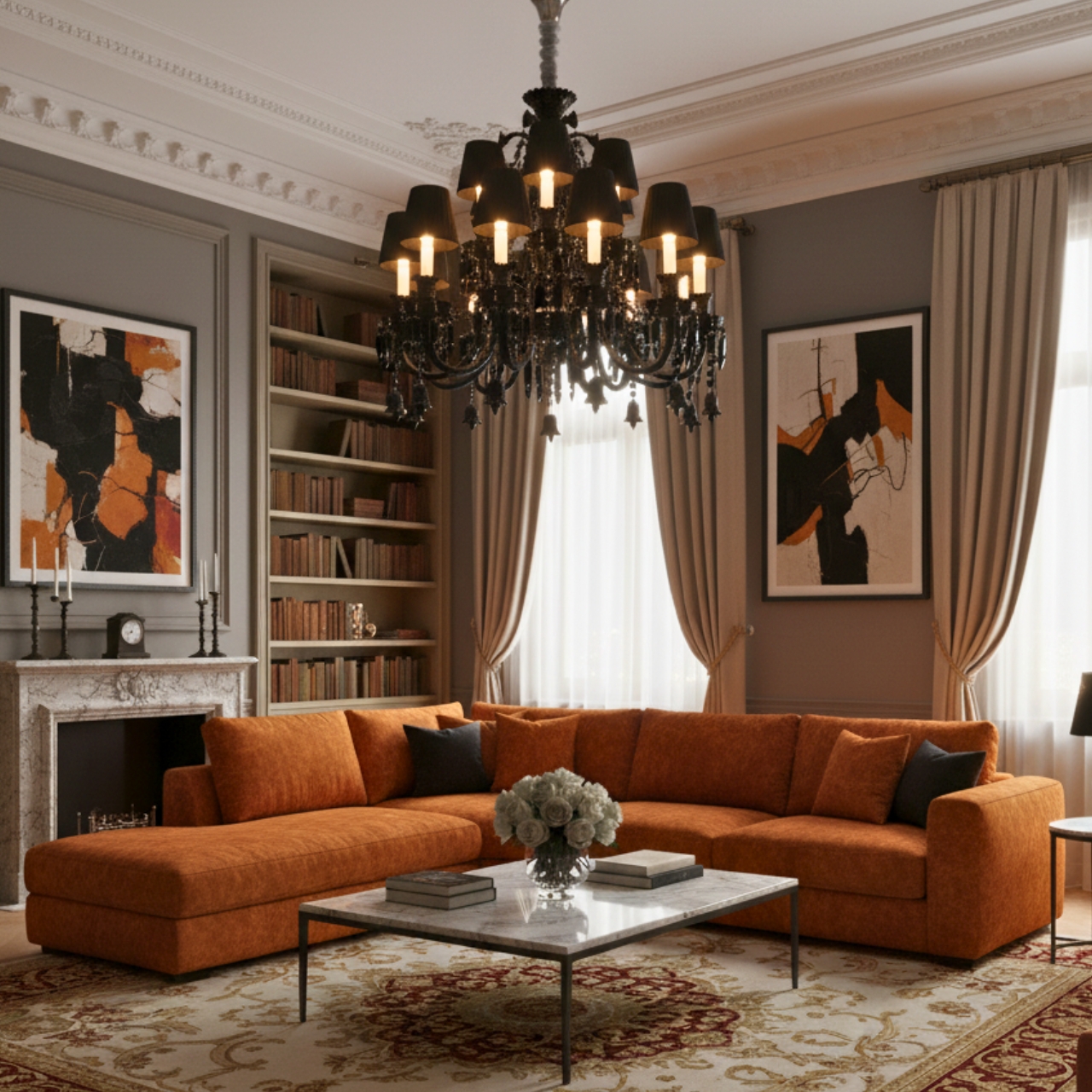 Elegant black crystal chandelier E14 bulb wall lamp with three lights and dark shades