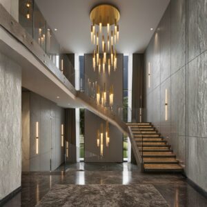 Luxury Gold Waterfall Chandelier | Modern Crystal Long Drop Stairwell Light Warm White