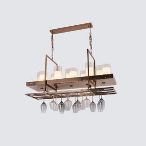 Modern Farmhouse Chandelier with Wine Glass Rack Design - Metal