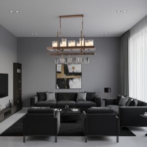 Modern Farmhouse Chandelier with Wine Glass Rack Design - Metal