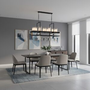 Modern Farmhouse Chandelier with Wine Glass Rack Design - Metal