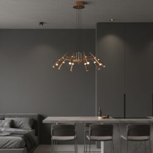 Modern Gold LED Chandelier | Designer Ceiling Pendant Light 3 color light temperature