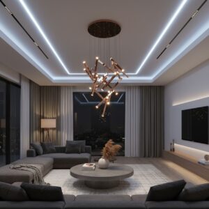 Modern Gold Bar LED Pendant Light for Dining & Living Room