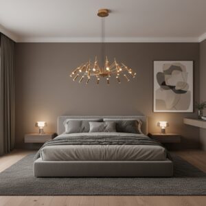 Modern Gold LED Chandelier | Designer Ceiling Pendant Light 3 color light temperature