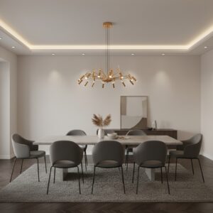 Modern Gold LED Chandelier | Designer Ceiling Pendant Light 3 color light temperature