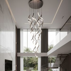 Modern Spiral LED Chandelier | Luxury Staircase hotels Pendant Light