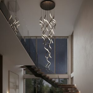 Modern Spiral LED Chandelier | Luxury Staircase hotels Pendant Light