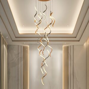 Modern Spiral LED Chandelier | Luxury Staircase hotels Pendant Light