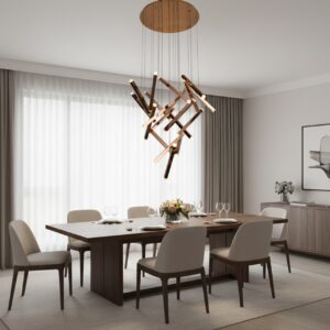 Modern Gold Bar LED Pendant Light for Dining & Living Room