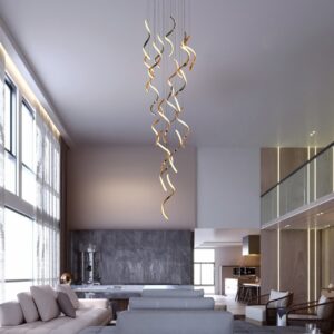 Modern Spiral LED Chandelier | Luxury Staircase hotels Pendant Light