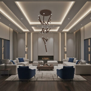 Modern Double Ceiling Coffee Color Bars LED Pendant Light for Dining & Living Room
