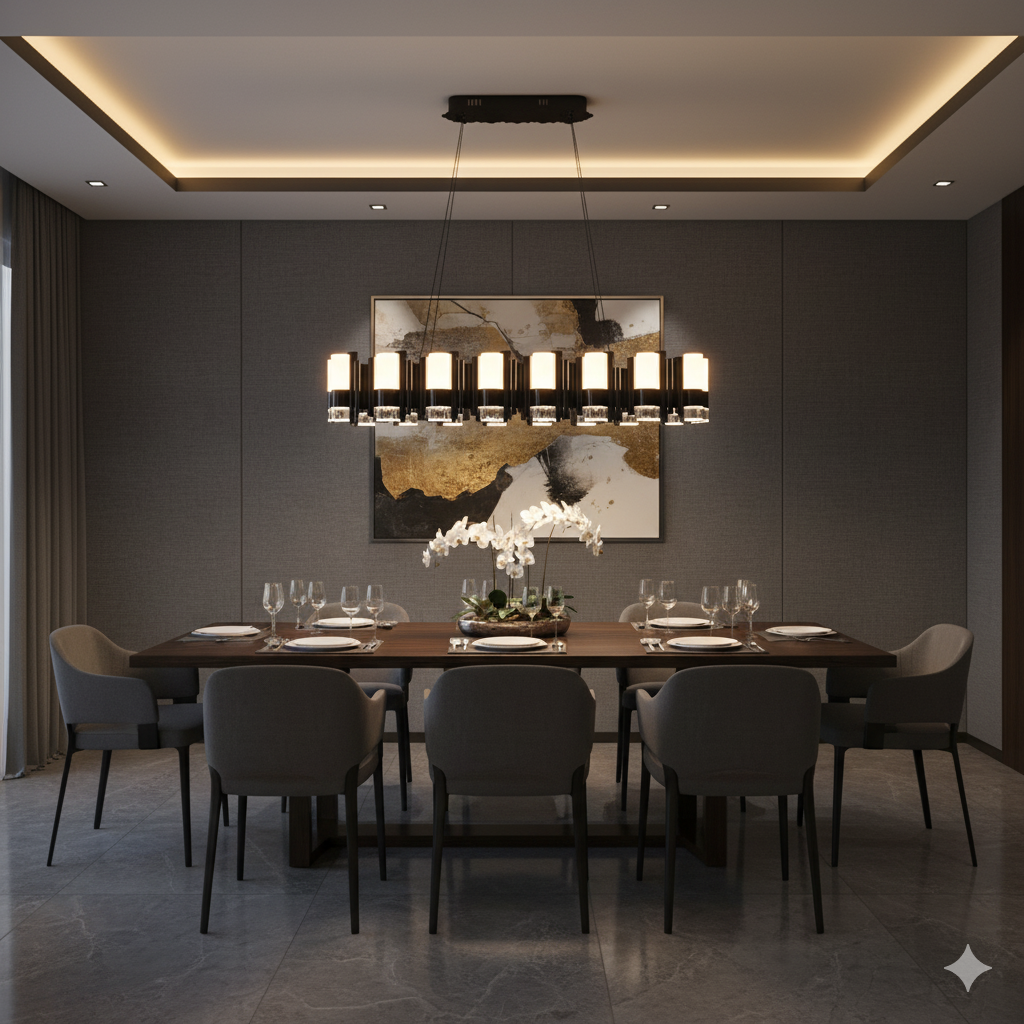 Modern Pearl Black LED Pendant Light for Dining & Living Room