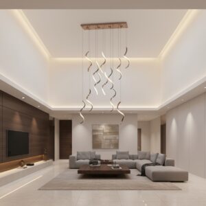 Modern Spiral LED Chandelier | High-Ceiling Luxury Pendant Light