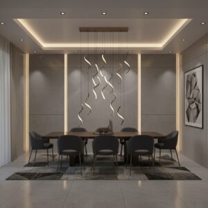 Modern Spiral LED Chandelier | High-Ceiling Luxury Pendant Light