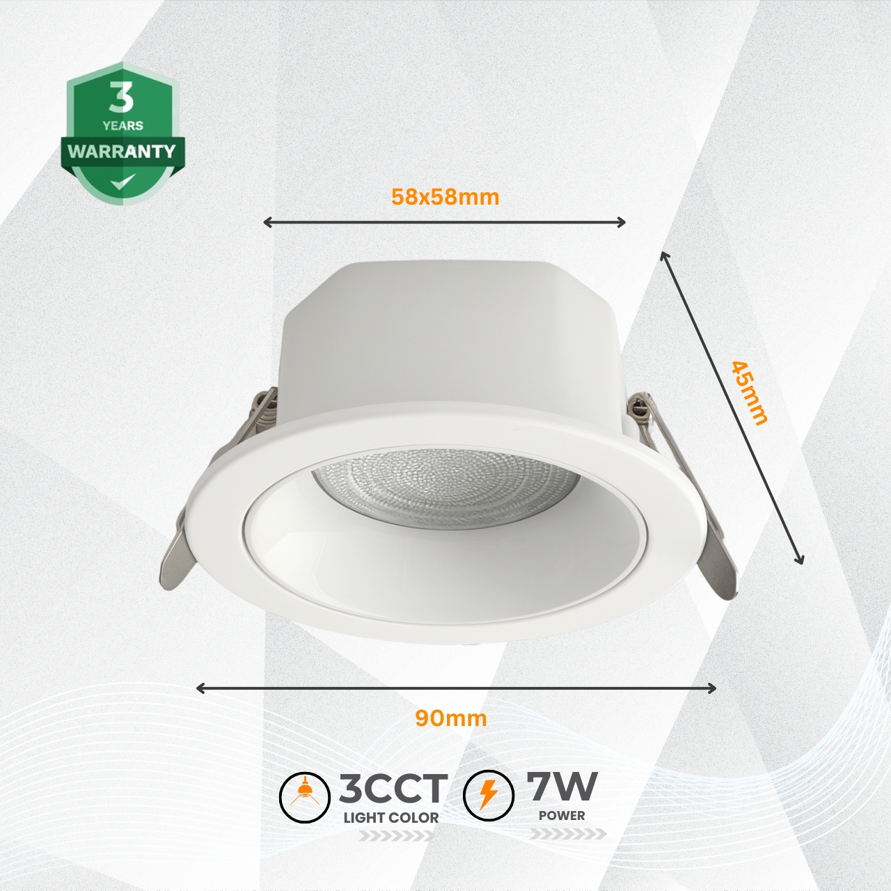 LED Recessed Downlight 7W | 3CCT Fixed Color Spotlight | 3-Year Warranty