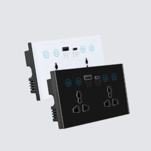 Tuya Smart WiFi Wall Socket USB Type C | Double Outlet Touch Switch | Works with Tuya Smart Life