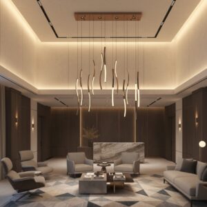 Luxury modern LED linear wave pendant light chandelier