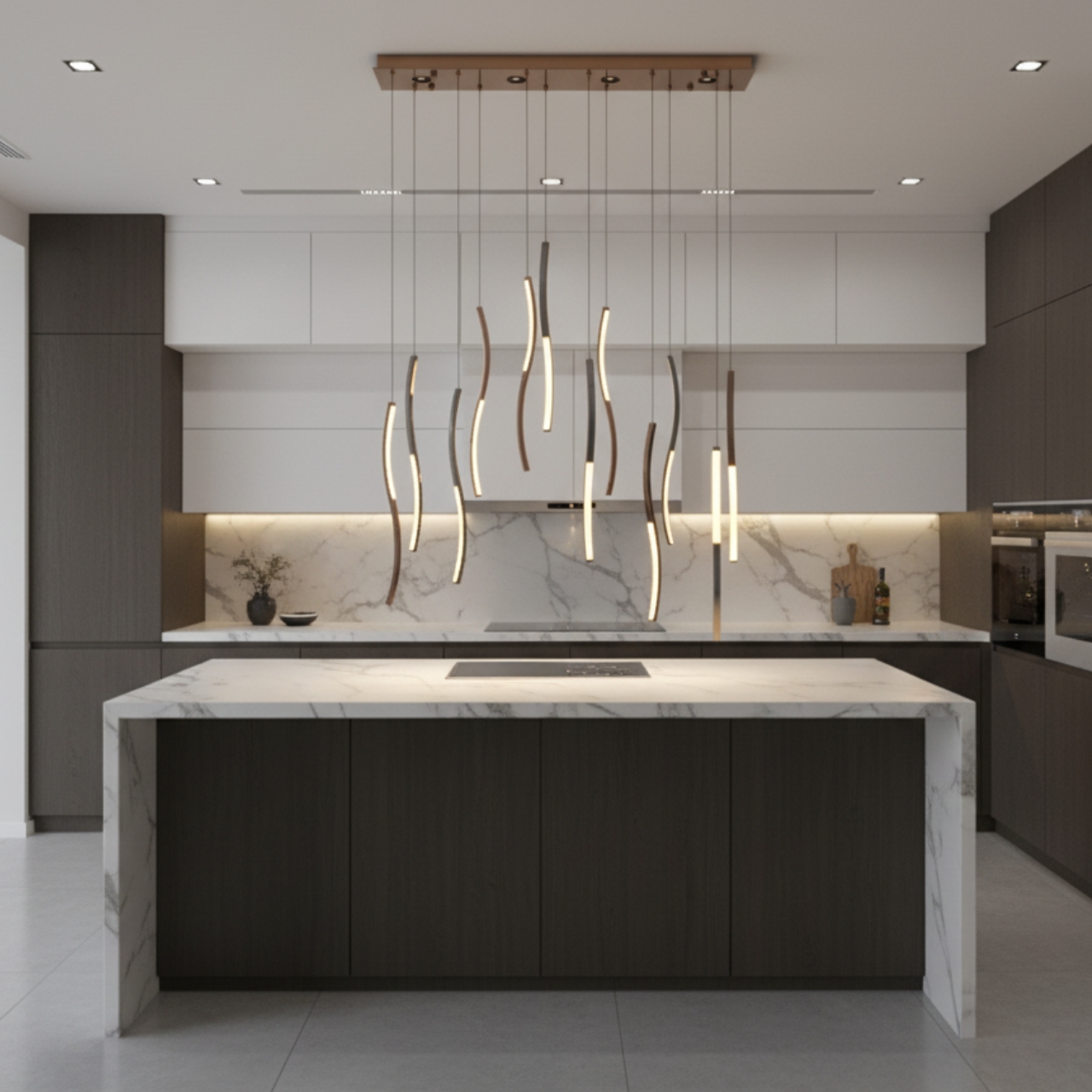 Luxury modern LED linear wave pendant light chandelier