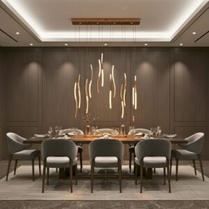 Luxury modern LED linear wave pendant light chandelier
