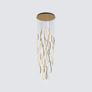 Modern LED chandelier for high ceiling luxury hotel lobby interior with warm lighting 31 drops