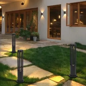 die cast aluminium bollard light led 12W 3000K garden square black