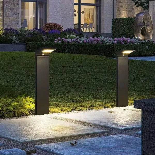 LED Aluminium Solar Bollard Light 5W 3000K Black