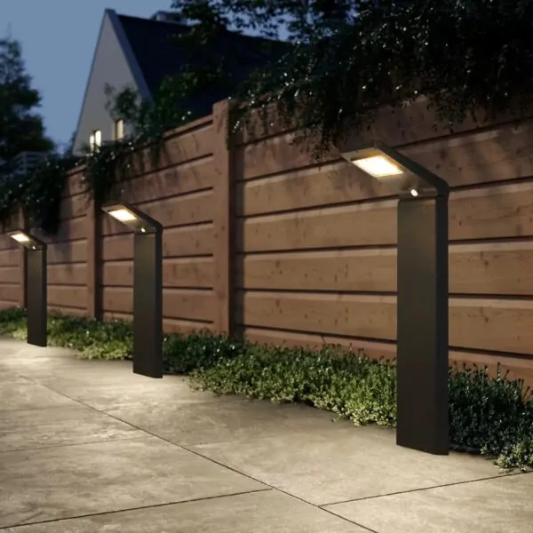 LED Aluminium Solar Bollard Light 5W 3000K Black